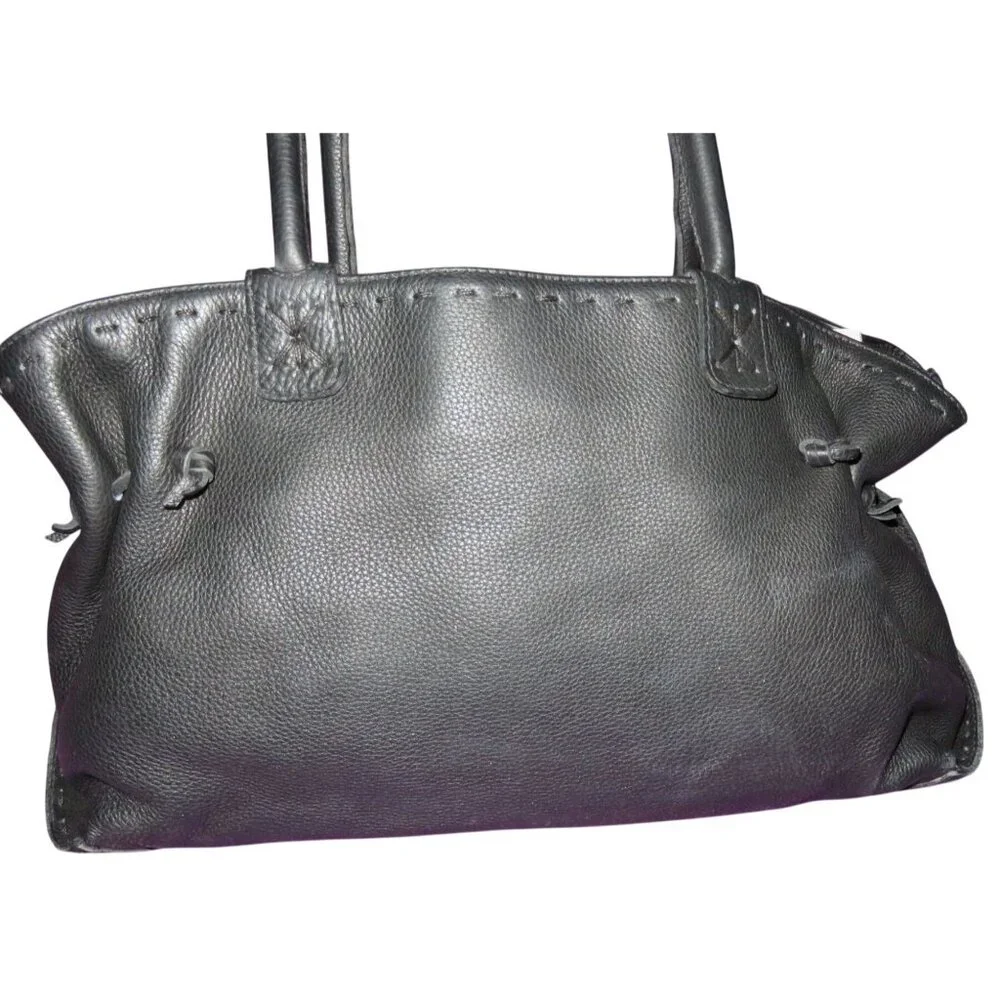 Fatto a Mano by Carlos Falchi Black Leather Top Handle satchel & matching wallet